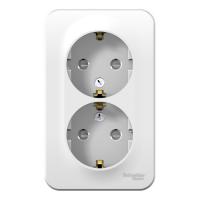 Розетка двухпостовая Schneider Electric Blanca с заземлением с защитными шторками белый