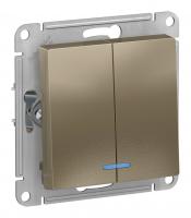 Выключатель 2-кл. Schneider Electric AtlasDesign с подсветкой шампань